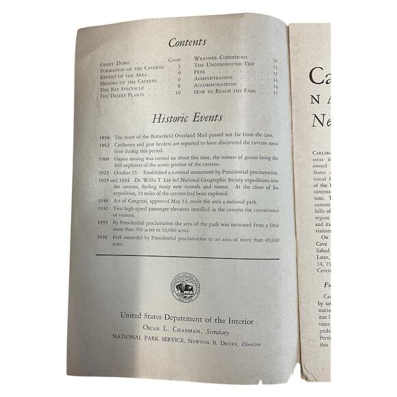 1950 Carlsbad Caverns National Park Booklet Souvenir New Mexico Queens Chamber - Picture 2 of 4